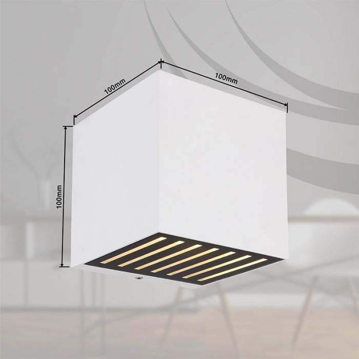 White modern up down wall light aluminium, Moesha, 6W, 3000K LED, IP54