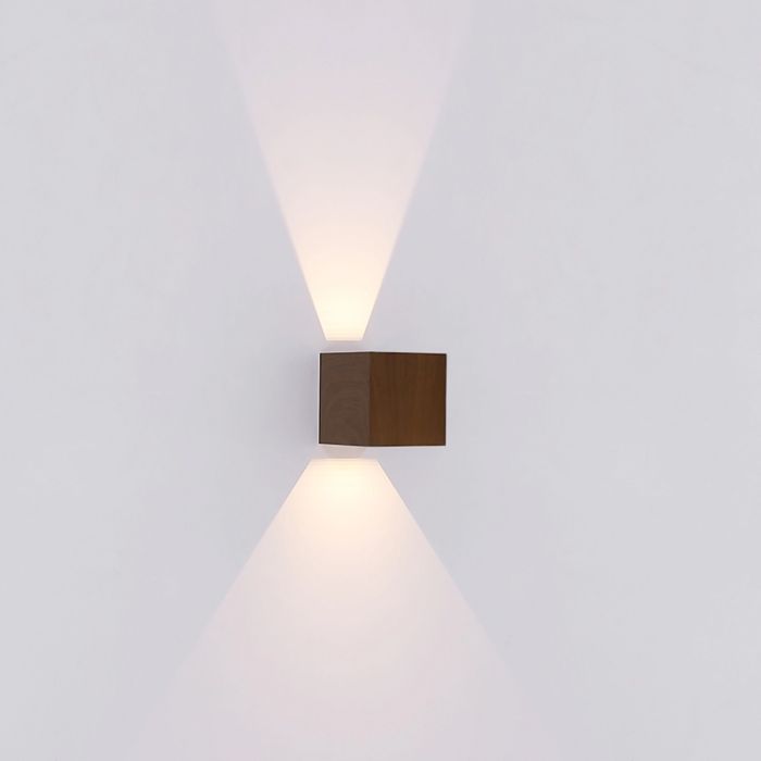 Brown modern up down wall light aluminium, Nargis, 3W, 3000K LED, IP54