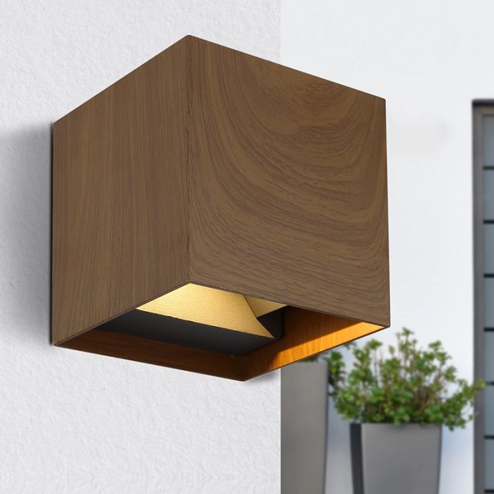 Brown modern up down wall light aluminium, Nargis, 3W, 3000K LED, IP54