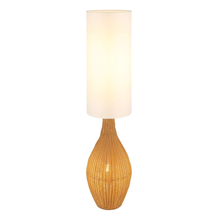 White rustic floor lamp fabric, Nelleke, with switch