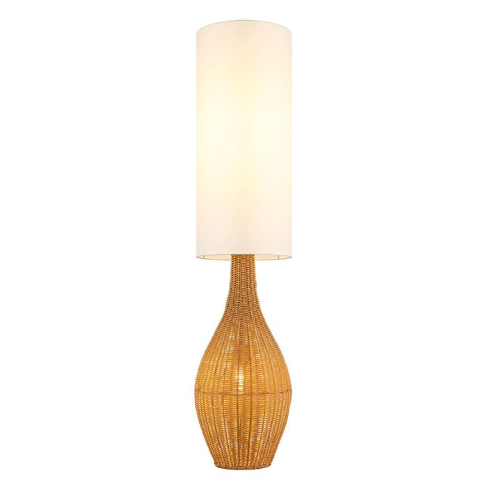 White rustic floor lamp fabric, Nelleke, with switch