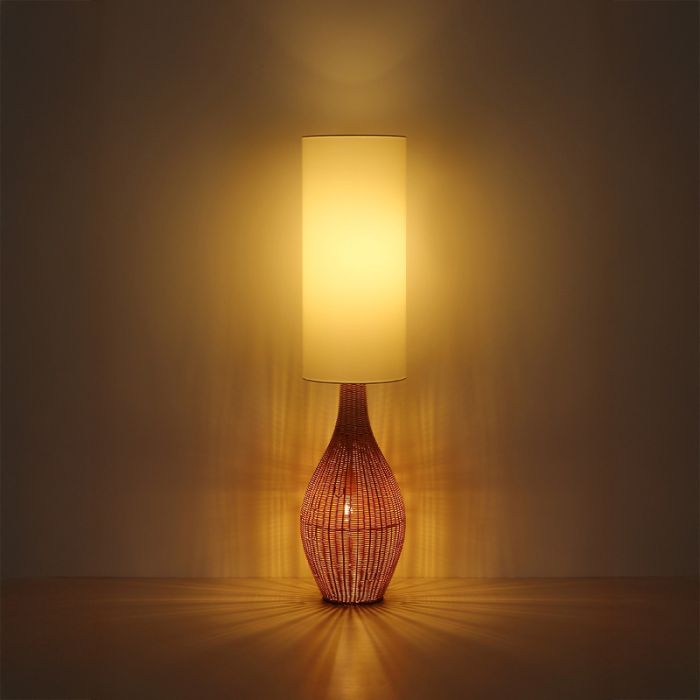 White rustic floor lamp fabric, Nelleke, with switch