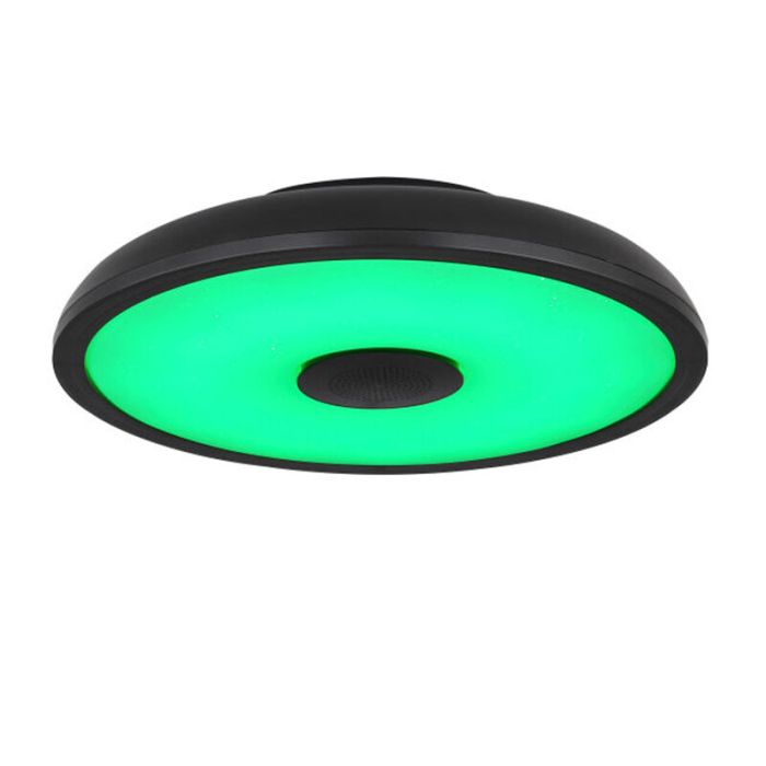 Black modern flush ceiling light plastic, Musica, 18W, adjustable light colour LED, IP44, with remote control