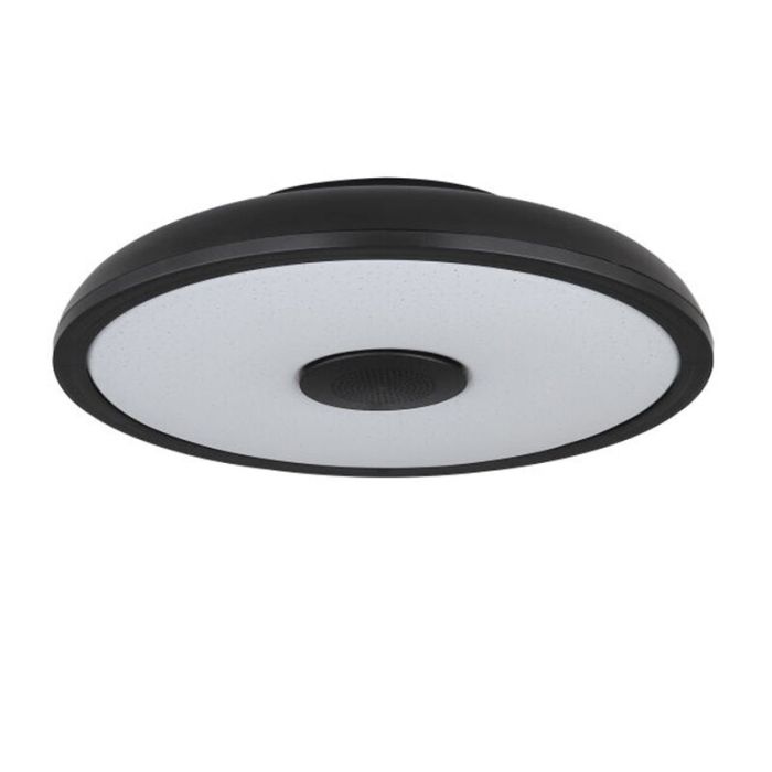 Black modern flush ceiling light plastic, Musica, 18W, adjustable light colour LED, IP44, with remote control