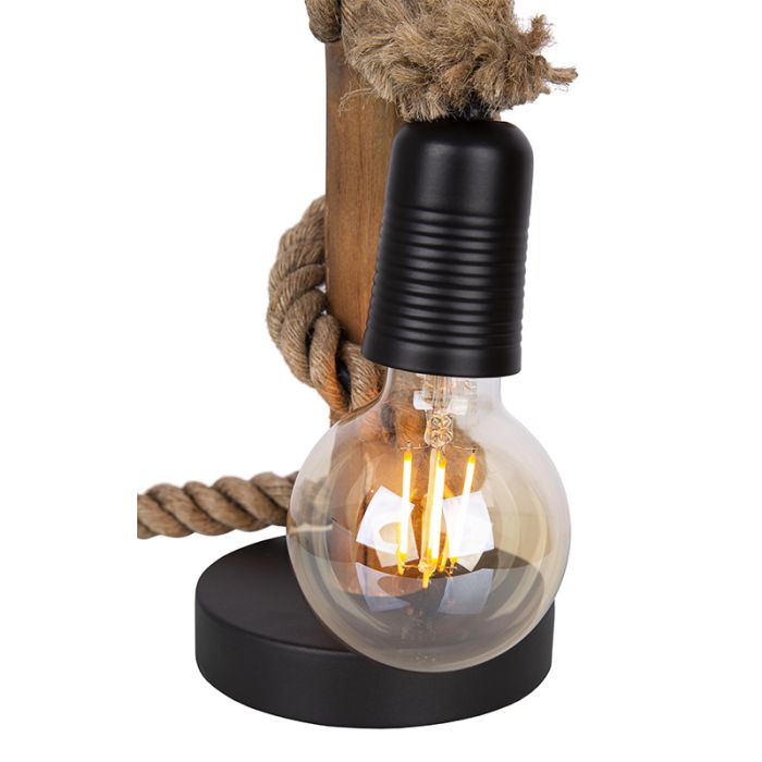 Wooden rustic table lamp rope, Nigoc