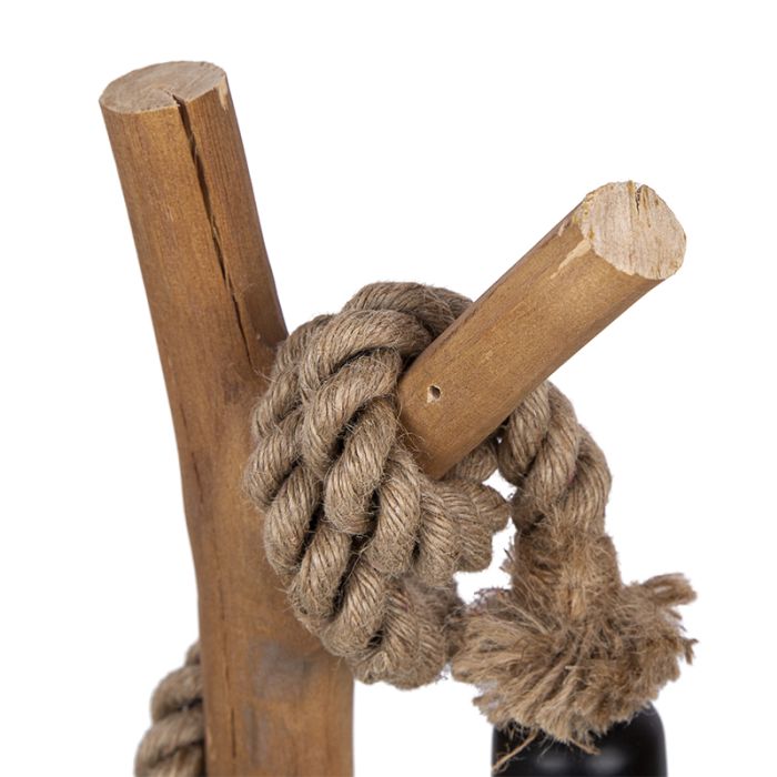 Wooden rustic table lamp rope, Nigoc