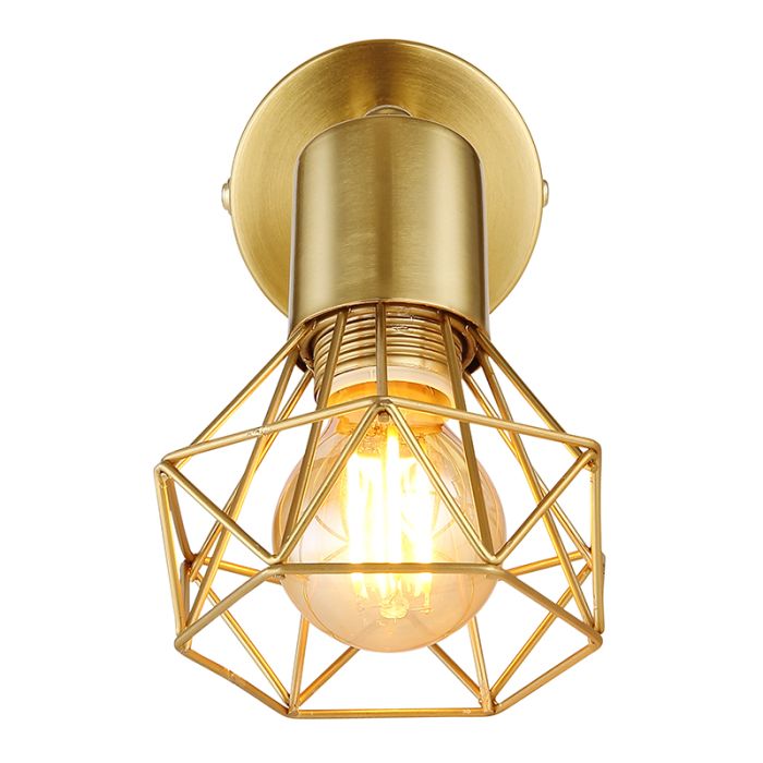 Golden industrial wall spotlight metal, Oebele