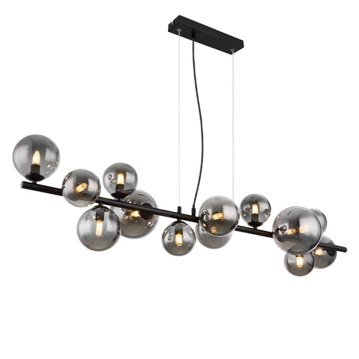 Black dining table hanging lamp smoke glass, Melinda
