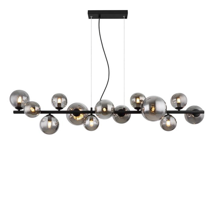 Black dining table hanging lamp smoke glass, Melinda