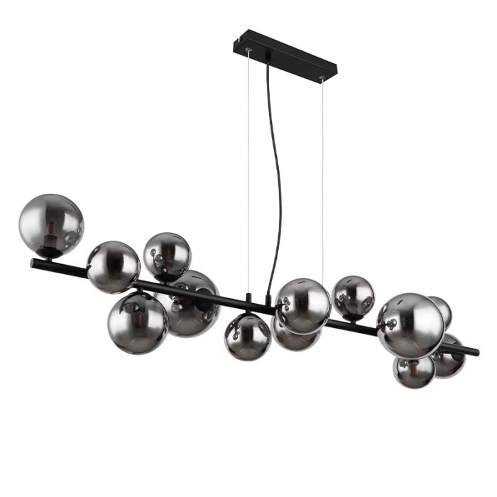 Black dining table hanging lamp smoke glass, Melinda