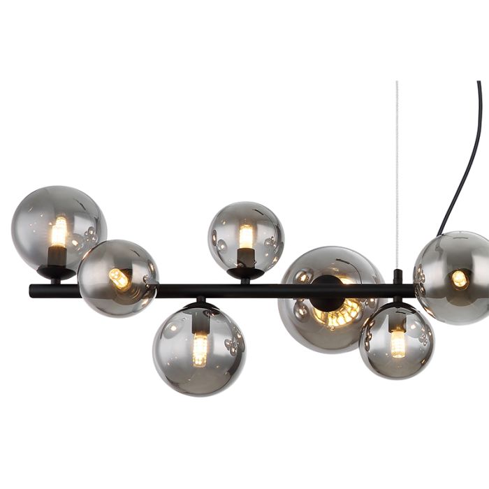 Black dining table hanging lamp smoke glass, Melinda