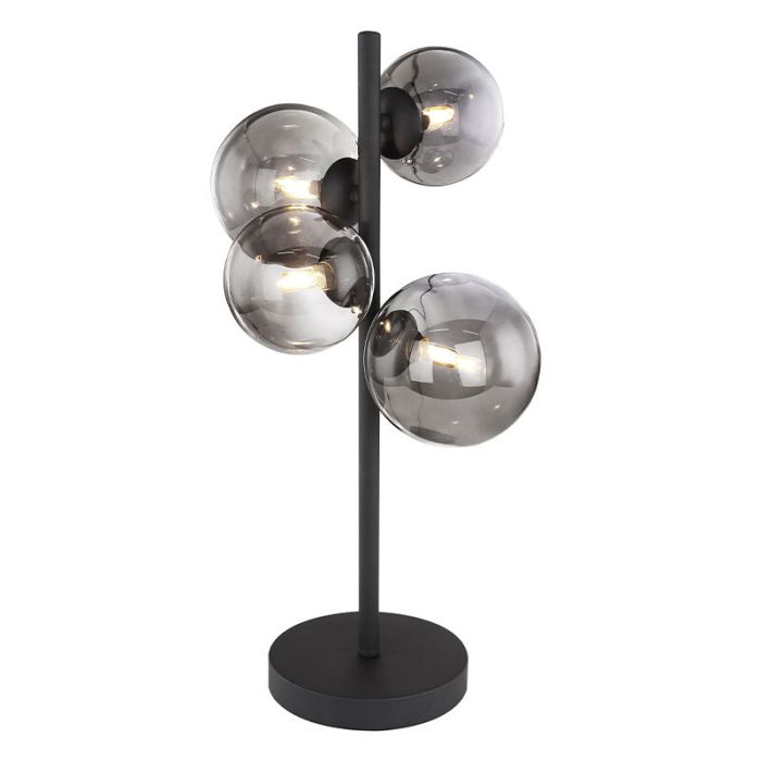 Black design table lamp glass, Melinda, with switch