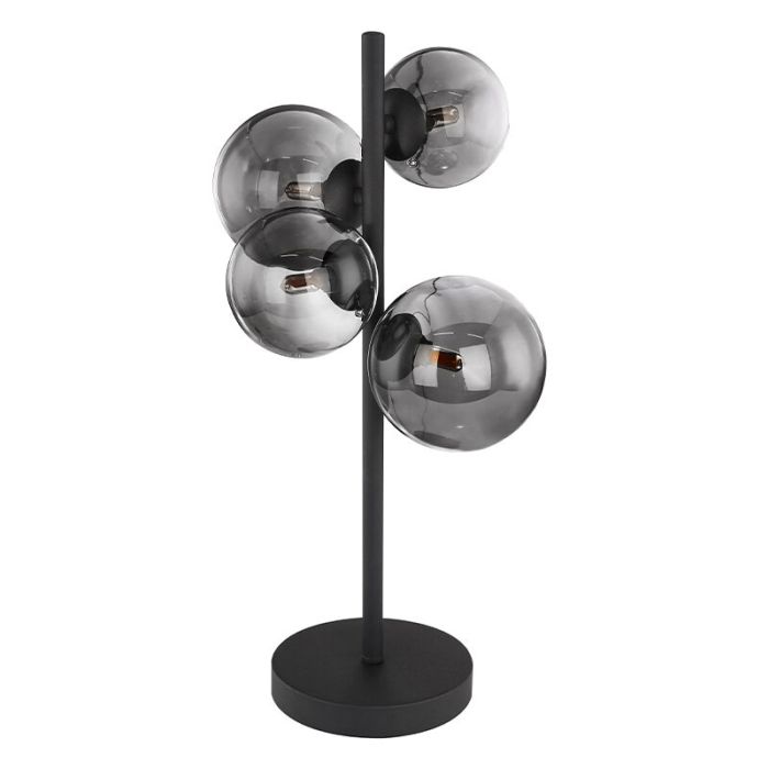 Black design table lamp glass, Melinda, with switch