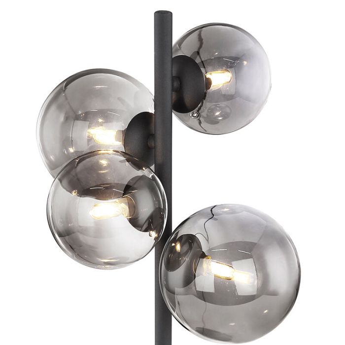 Black design table lamp glass, Melinda, with switch