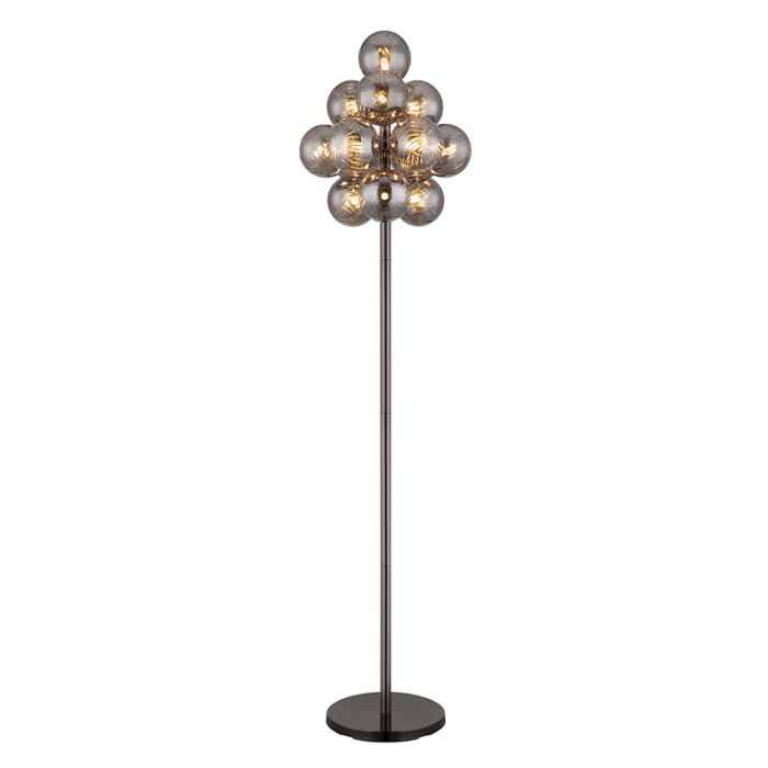 Grey floor lamp smoke glass, Ozan, with switch