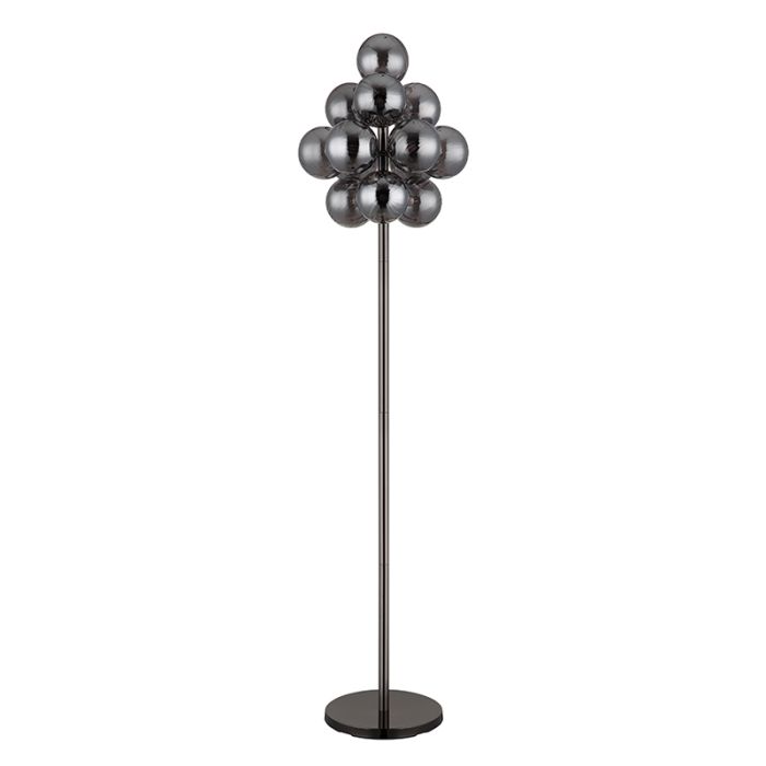 Grey floor lamp smoke glass, Ozan, with switch