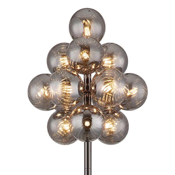Grey floor lamp smoke glass, Ozan, with switch