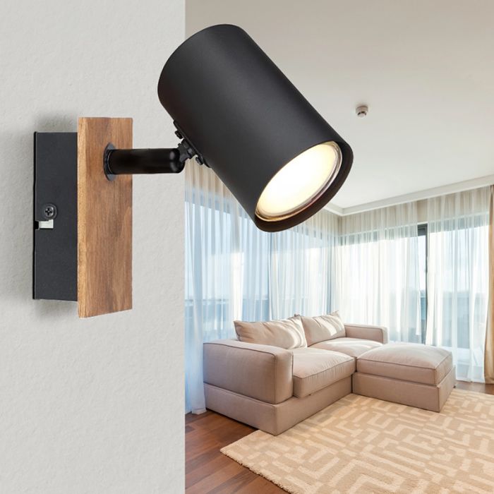 Black modern wall spotlight metal, Philomena