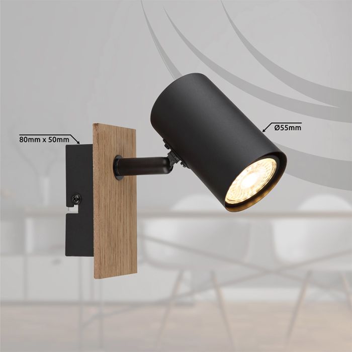 Black modern wall spotlight metal, Philomena