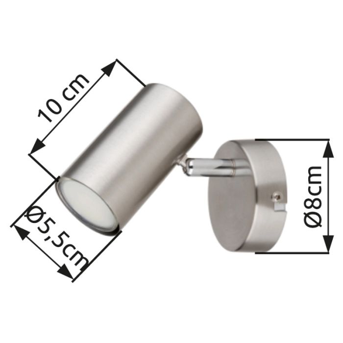 Nickel modern wall spotlight metal, Rainer