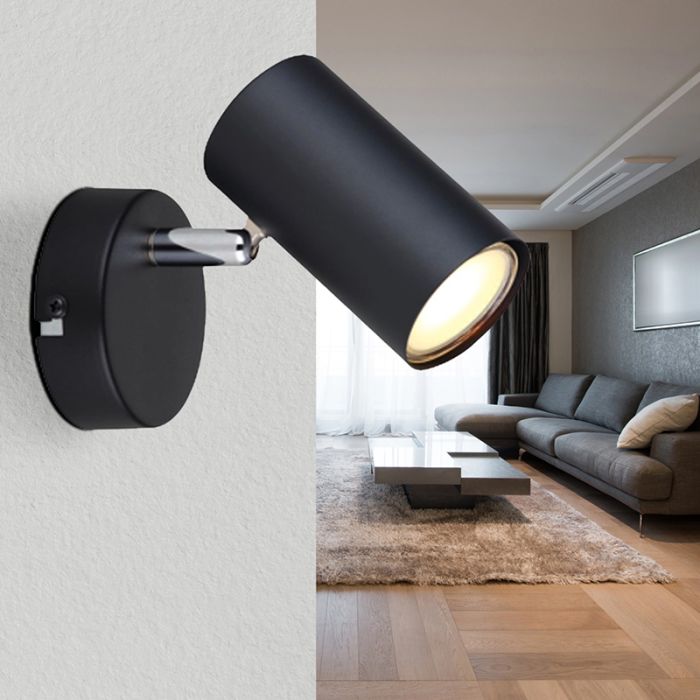 Black modern wall spotlight metal, Rainer