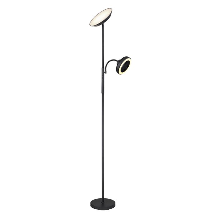 Black floor lamp with fan, Raimond, 20W, warm to cold white adjustable LED, with touch dimmer