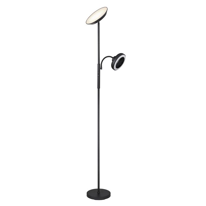 Black floor lamp with fan, Raimond, 20W, warm to cold white adjustable LED, with touch dimmer