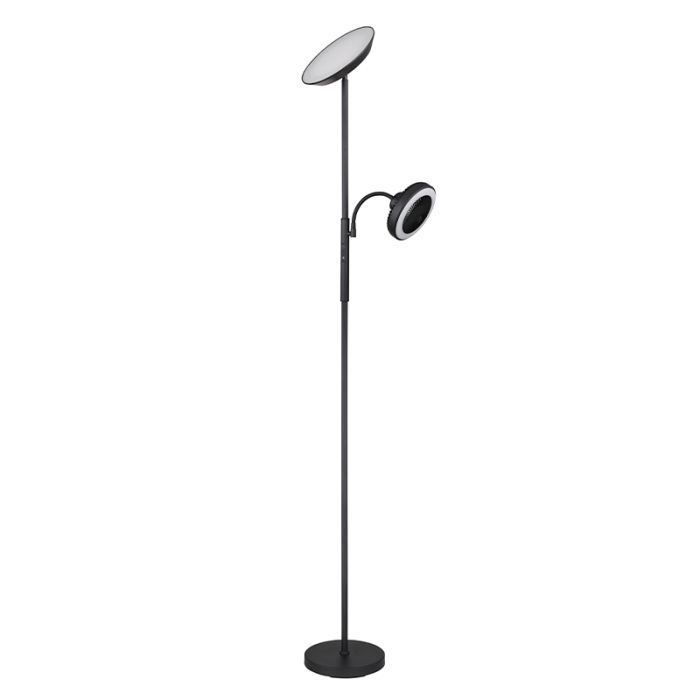 Black floor lamp with fan, Raimond, 20W, warm to cold white adjustable LED, with touch dimmer