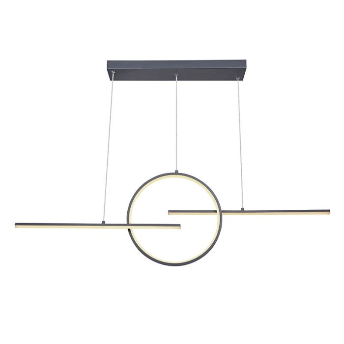 Anthracite design pendant light metal, Wieger, 50W, warm to cold white adjustable LED, with remote control