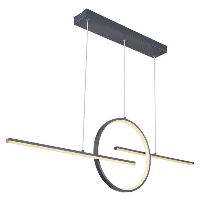 Anthracite design pendant light metal, Wieger, 50W, warm to cold white adjustable LED, with remote control