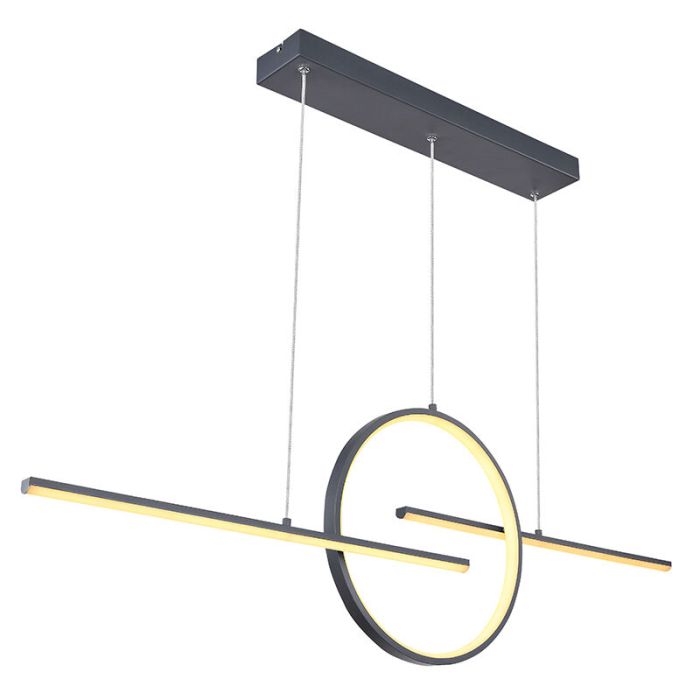 Anthracite design pendant light metal, Wieger, 50W, warm to cold white adjustable LED, with remote control