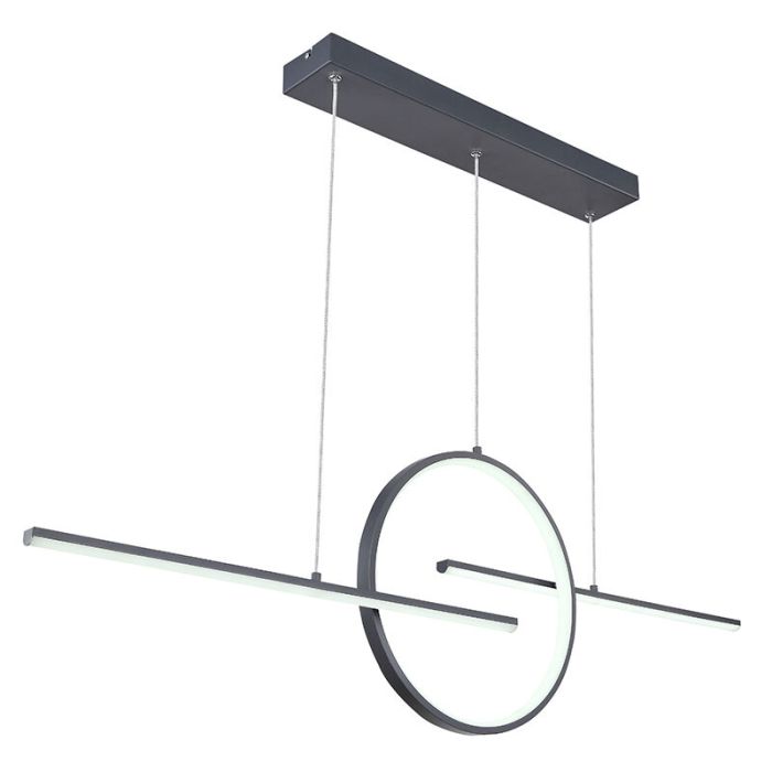 Anthracite design pendant light metal, Wieger, 50W, warm to cold white adjustable LED, with remote control