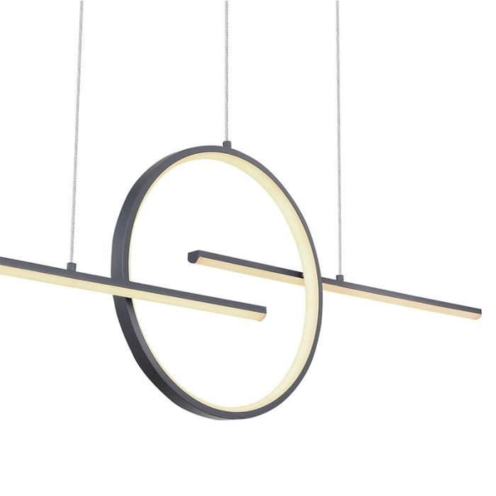 Anthracite design pendant light metal, Wieger, 50W, warm to cold white adjustable LED, with remote control