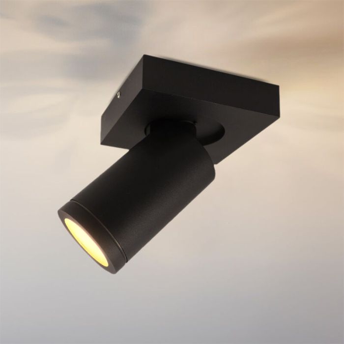 Modern ceiling spotlight black, Kenan, IP44