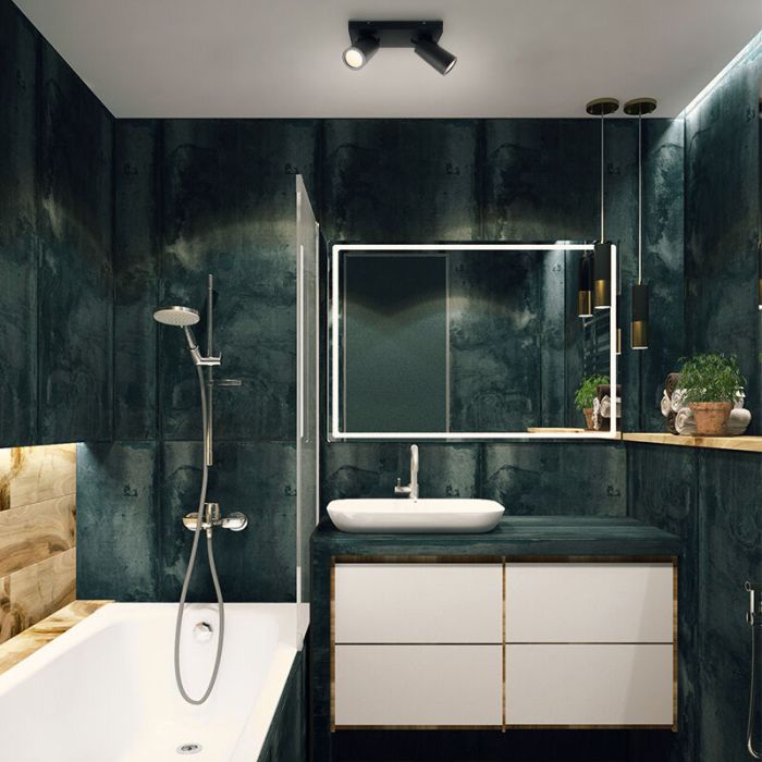 Modern ceiling spotlight black, Kenan, IP44