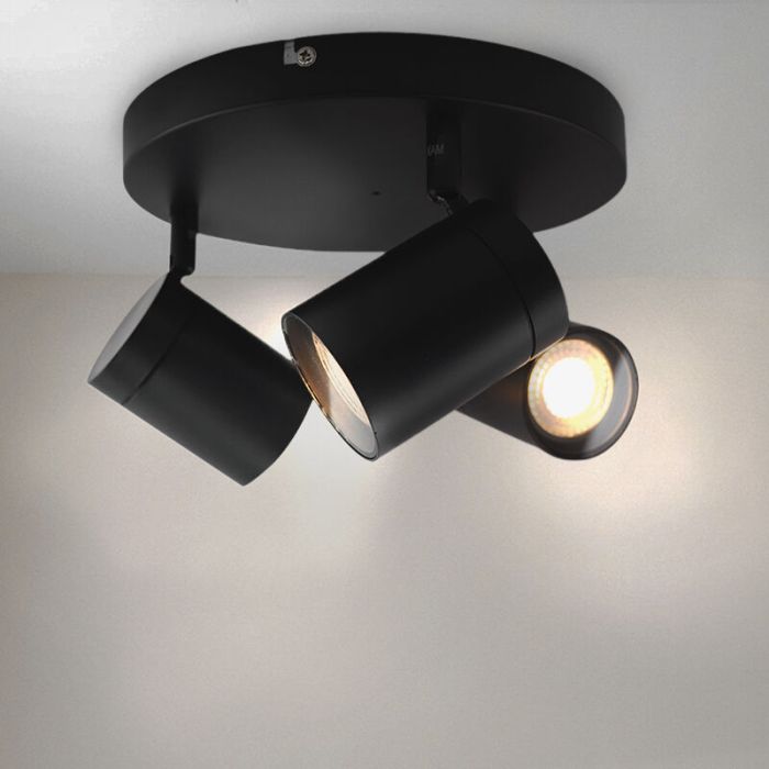 Modern ceiling spotlight black, Ciara, IP44