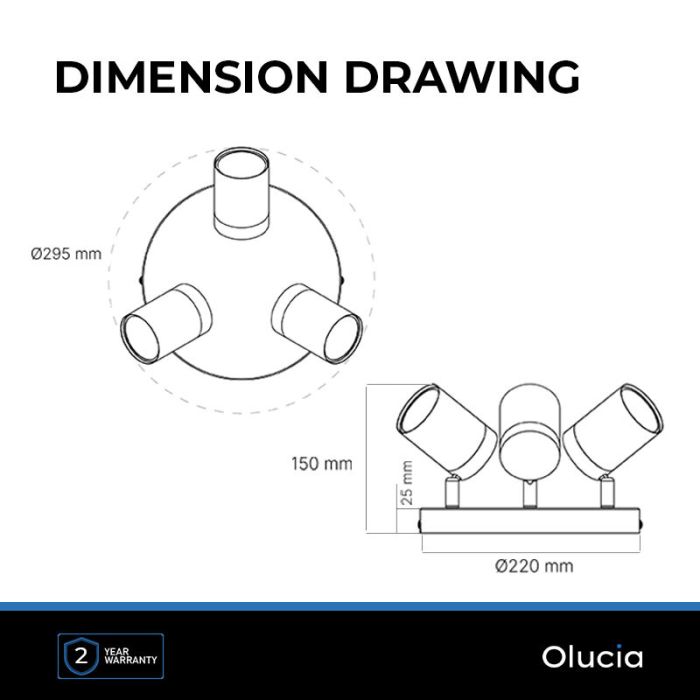 Modern ceiling spotlight black, Ciara, IP44