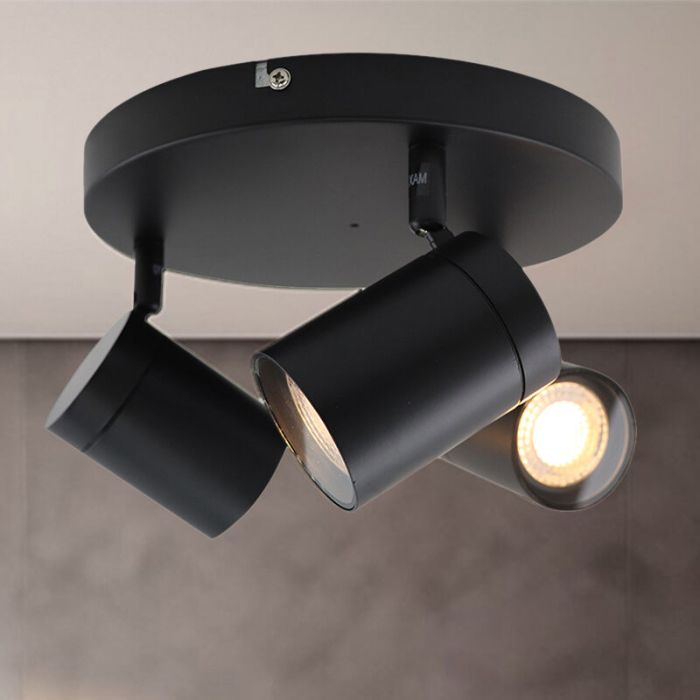 Modern ceiling spotlight black, Ciara, IP44