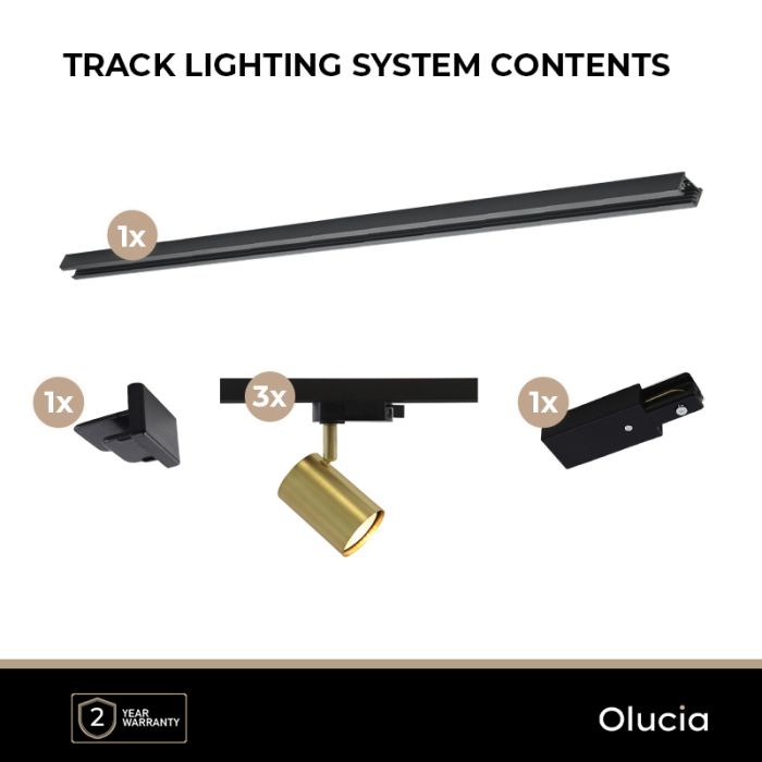 1M brass 1 phase track lighting system + 3 Elena track spots