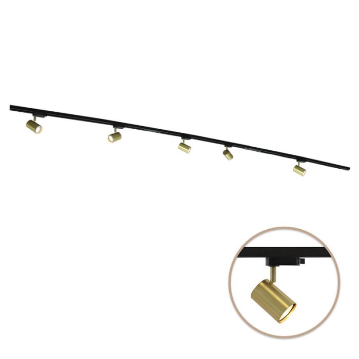3M brass 1 phase track lighting system + 5 Elena track spots