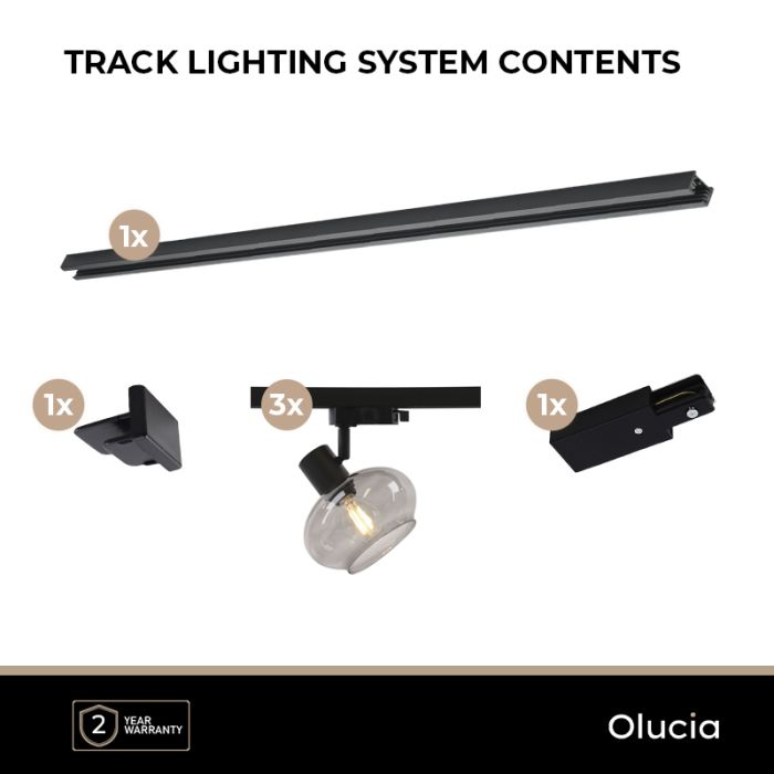 1M black 1 phase track lighting system + 3 Skip track spots