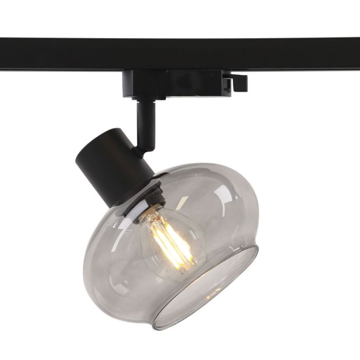3M black 1 phase track lighting system with a corner + 5 Skip track spots