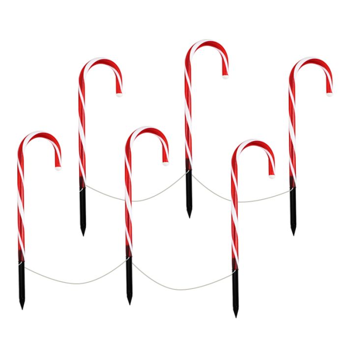 6 candy cane garden plugs, 8 positions, IP44