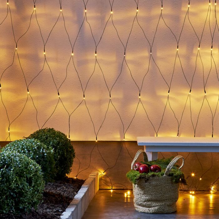 Mains 3x1.5 meters, warm white LED lighting, Indoor and outdoor
