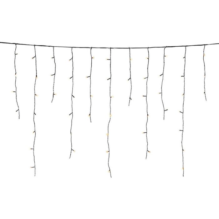 2 Meter Icicle Lights, 70 cm high, Warm White, IP44, With Snowfall Effect