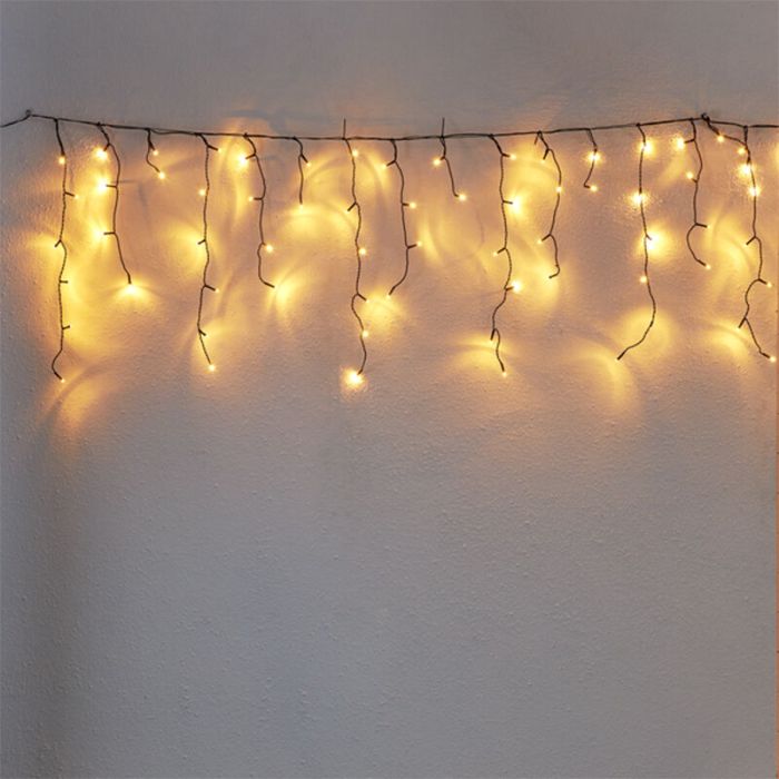 2 Meter Icicle Lights, 70 cm high, Warm White, IP44, With Snowfall Effect