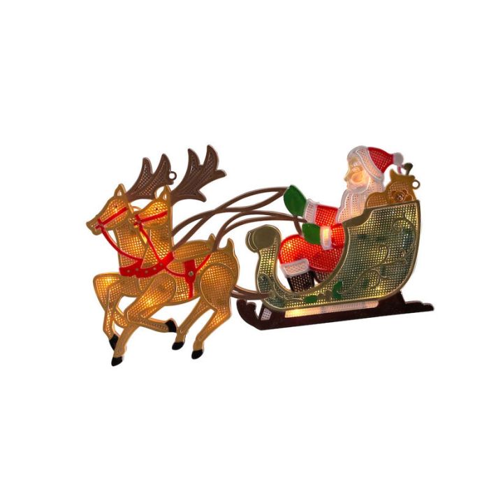 Santa with Reindeer and sleigh window silhouette