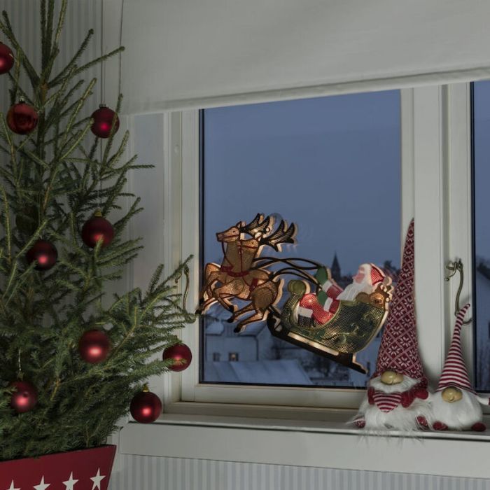 Santa with Reindeer and sleigh window silhouette