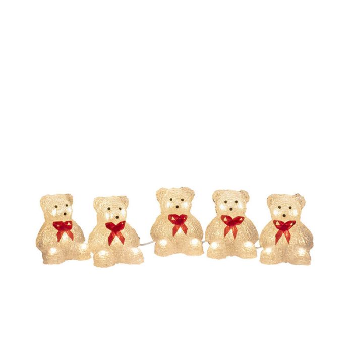 LED Polar bears with bow, 3D Christmas motifs - Set of 5, for indoor and outdoor use