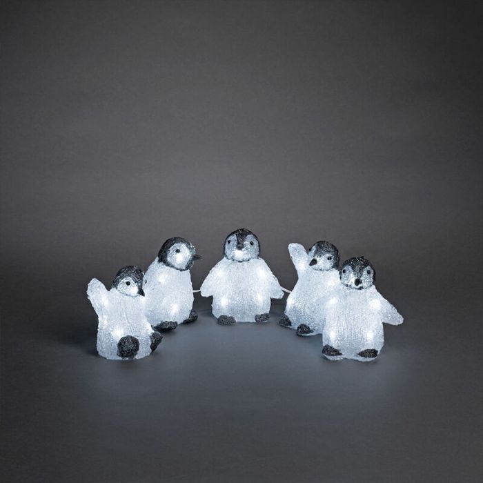 LED Penguins, 3D Christmas motifs - Set of 5, for indoor and outdoor use